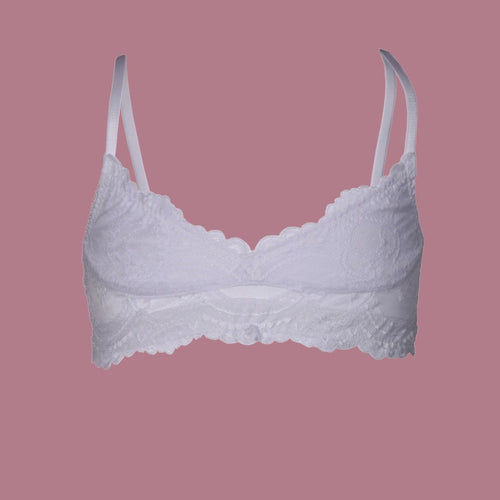 Felina | Heather Lace Bralette | T-Shirt Bra | 2-Pack | T-Back | Comfort  (Small, White Barely Pink)